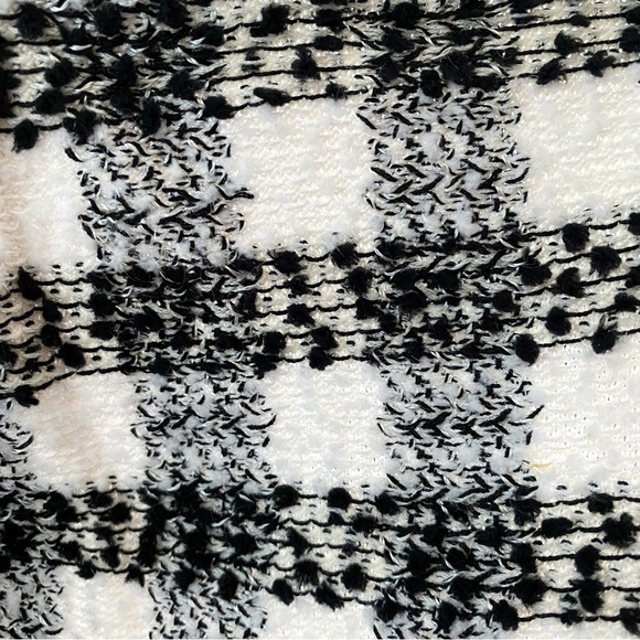 ST. JOHN black white checker print tweed long sleeves open front cardigan jacket - Picture 7 of 13